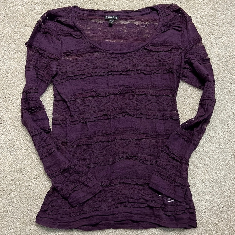 Womens express lace purple / wine long sleeve size medium